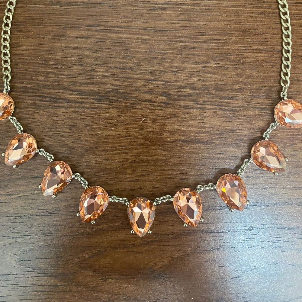 Peach Rhinestone Necklace - Picture 2 of 4